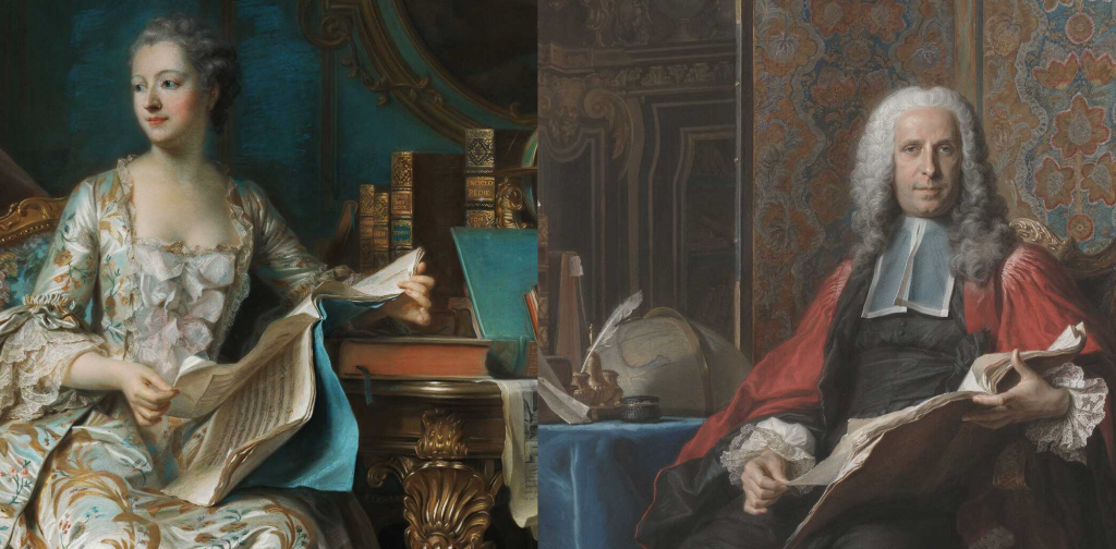 Comparación cuadros de Maurice-Quentin La Tour: Madame Pompadour y el presidente Bernardee de Rieux